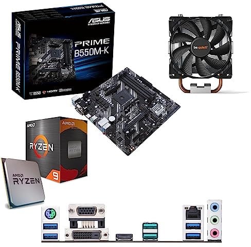 AMD Ryzen 9 5900X 3.7Ghz (Turbo 4.8Ghz) 12 Core 24 Thread CPU, ASUS Prime B550M-K Motherboard, BeQuiet Cooler Pre-Built Bundle NO RAM