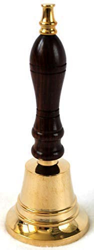 Handglocke Messing Holz 13 x 5 cm heller Klang Tischglocke klein