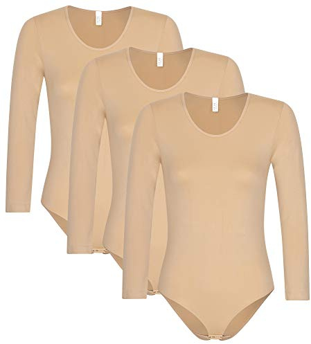 r-dessous 1-3 Stück Damen langarm Body nahtlose Mikrofaser für Sport