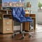 Vida Designs Geo Office Computer Chair, Blue, Gaming Secretary Adjustable Swivel Legs Lift Chrome Pu Faux-Leather (UKFR Certified)