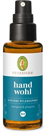 PRIMAVERA Handwohl Hygiene Pflegespray bio 50 ml - reinigende Wirkung von Bio-Alkohol, Rosenwasser und Myrtenwasser - vitalisierend - vegan