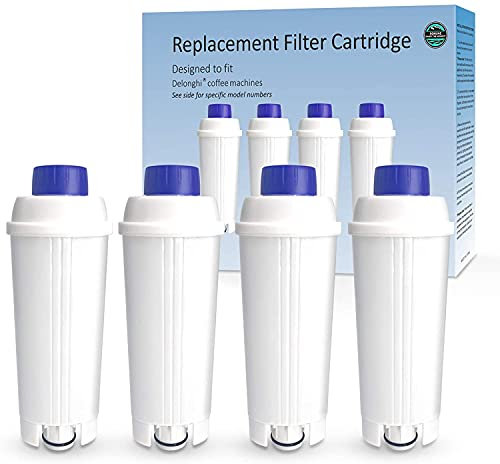 Coffee Machine Water Filters Replacement for Filter DLSC002,DeLonghi Water Filter with Activated Carbon Softener, Delonghi Water Filter Compatible with ECAM, Esam, ETAM, BCO, EC. (4PCS)