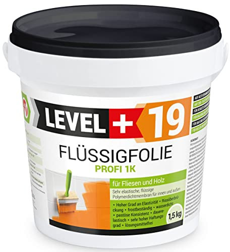 Flüssigfolie Profi 1,5 kg für Fliesen und Holz, Balkon, Terrasse, Keller, Bad, Dusche, Abdichtung, RM19