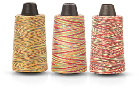 Realm Mehrfarbig, Regenbogen, Overlock-Nähmaschinen-Polyestergarn, 3000 Meter (3 Stück (A,B,C))