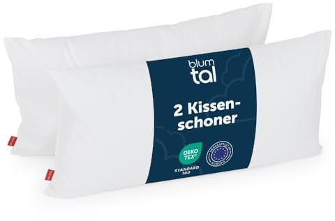 Blumtal Kissenschoner 40x80 cm 2er Set - Oeko-TEX zert. Kissenbezug 40x80 cm - wasserdichter Kopfkissenbezug 40x80 cm - 40x80cm Kissenbezug mit Reißverschluss - Kissenbezug 40 x 80 cm Fleckenschutz
