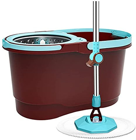 BKWJ MOP e Secchio con Set da strizzatore, mop di Rotazione in Acciaio Inox e Secchio, mop rotanti per la Pulizia del Pavimento, mop Rotante in Microfibra