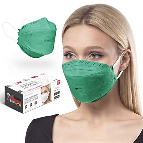 HARD Mascarillas FFP2 | protector bucal | protección respiratoria | respirador | Amigable con la piel - Transpirabl | Tamaño: Standard - embalaje individual-Verde Scuro - 10 piezas