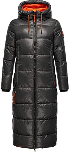 Navahoo Damen Warmer Winter Steppmantel mit Kapuze Schmuseengel Anthracite Gr. XL