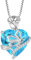 FJ Herz März Geburtsstein Kette Damen 925 Sterling Silber Aquamarin Kette Anhänger Schmetterling Rose Blume Halskette Schmuck Geschenke für Damen Frauen Mutter Freundin Mama
