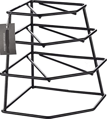 4 Tier Corner Kitchen Plate Rack Holder Stand Cabinet Organiser Dish Storage Unit (Black)