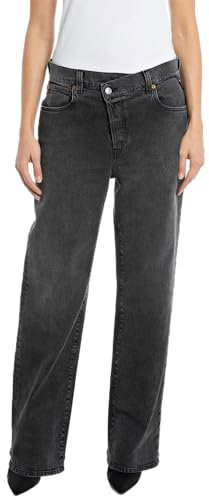 Replay Damen Jeans Zelmaa Tapered-Fit Rose Label, Dark Grey 097 (Grau), 26W / 32L