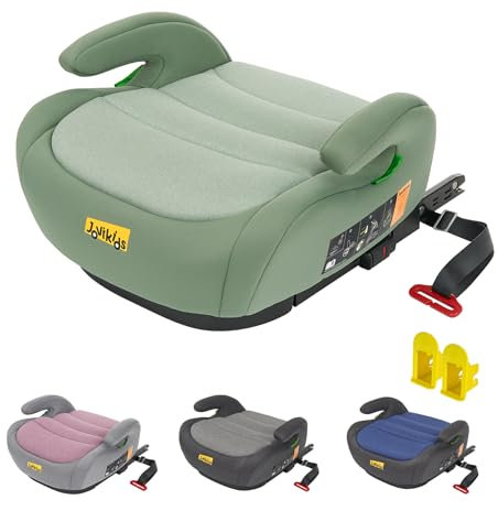 Jovikids I-Size Booster Seat for Car with ISOFIX, 125-150cm (Group 2/3, 6-12 Years), Portable Car Seats for Kids, Convenient for Everyday Use, Great for Travel, ECE R129 (Soft Green)