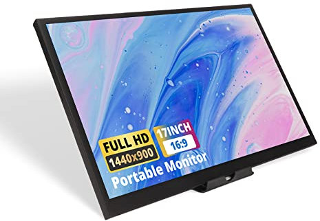 Cuifati Moniteur Portable, 17 Pouces HD 1440 X 900 60 Hz Taux de Rafraîchissement, Moniteur D'ordinateur Portable USB C HDMI écran D'ordinateur, Moniteur de Jeu à écran Externe pour