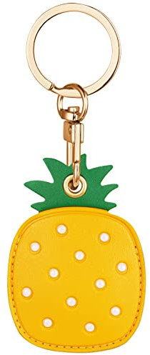 AXFEE Airtag Porte Clé, Mignon PU Étuis pour Apple AirTag, Portable Key Finder pour Clés Enfants Animaux de Compagnie, [ Porte- Clés Contrôle d'Accès] (Airtag non inclus) (Ananas)