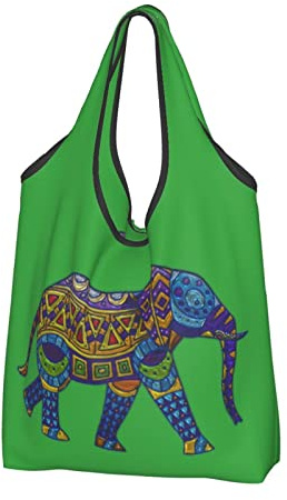 VGFJHNDF Elefanten-Einkaufstasche, faltbar, wiederverwendbar, umweltfreundlich, Geschenktasche, Strandtasche, Einkaufstasche, für 50+ Lbs, 2 Stück, elefant, Einheitsgröße