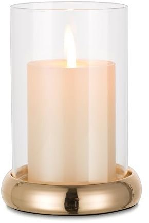 Inweder Kerzenständer für Stumpenkerzen: Glas Hurricane Kerzenständer Moderne Stumpenkerzenhalter Kerzenhalter Vintage Gold Kerzentablett für Tischdeko Weihnachten Hochzeit oder Heimdekoration