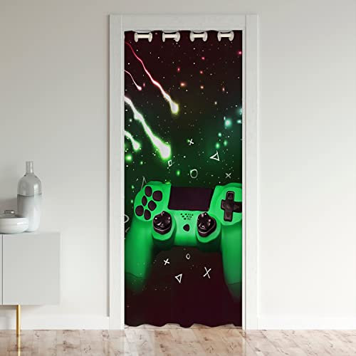 Jeux Rideau de Porte 106x203cm Jeux Rideaux Interieur Salon Chambre Home Décor Rideaux Exterieur d'entrée Poignée de Jeu Cool Fluorescent Vert Poignée de Jeu Rideau Occultant