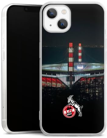 Slim Case extra dünn kompatibel mit Apple iPhone 13 Silikon Handyhülle transparent Hülle 1. FC Köln Stadion Offizielles Lizenzprodukt