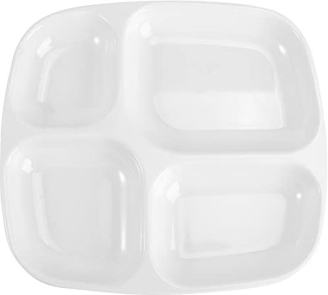 JOEBO 4 piatti divisi in plastica con scomparti in melamina, piatti da dessert, insalata, vassoi per pasti, vassoio separatore per cibo, stoviglie per casa e ristorante