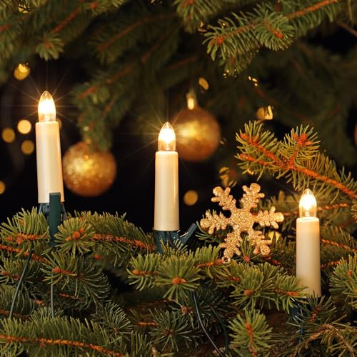 CLGarden Original NARVA Kerzen Lichterkette mit 20 traditionellen Schaftkerzen Kabel grün innen inkl. 3 Ersatz Glas Spitzkerzen warmweiss Weihnachtsbaumbeleuchtung