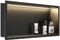 Bernkot Doccia a muro in acciaio inox con striscia LED, 60 cm x 30 cm, impermeabile – non necessita di piastrelle, per il bagno, nicchia, nero opaco