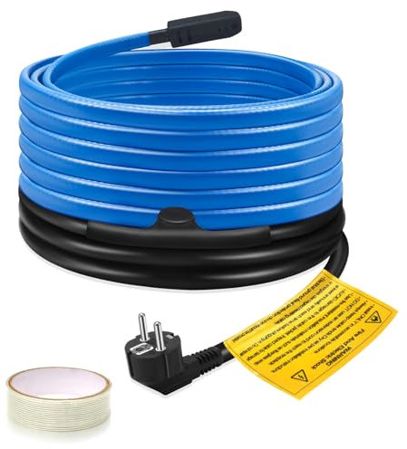 Ci-Fotto - Cable calefactor de protección contra heladas, cable calefactor autorregulador con termostato integrado para proteger tuberías de agua, tubos de metal y plástico, canalones, tuberías de