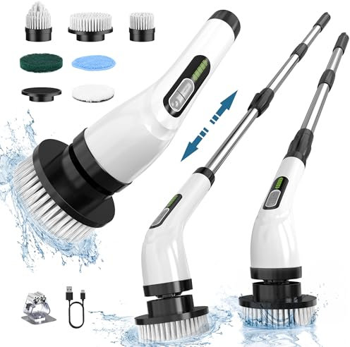 Highyes Electric Spin Scrubber for Cleaning Bathroom: Cordless Power Shower Scrubber - Electric Cleaning Brush for Tile Tub