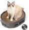 ComSaf Cat Scratcher, 3 in 1 Oval Corrugated Cardboard Scratch Pad, Felt Cat Nest with a Toy Bell Ball, Round Cat Scratching Lounge Bed, Durable Recycle Board for Furniture Protection, Playing