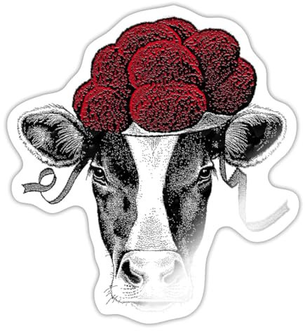 Spreadshirt Schwarzwälder Kuh Mit Bollenhut Schwarzwald Sticker Aufkleber, 10 x 10 cm, Weiß glänzend