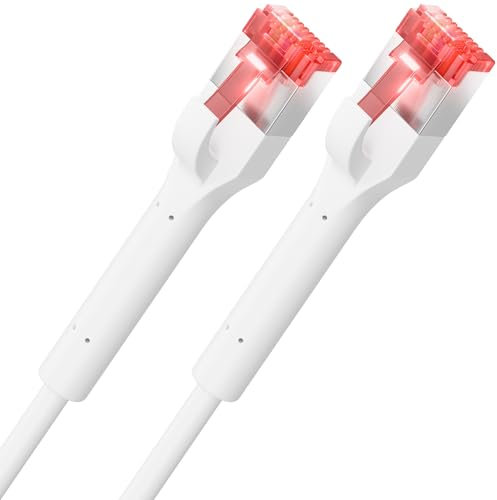 deleyCON 1,5m CAT 6A Cable de Conexión Slim Flexible Conector RJ45 10 Gbit/s GIGABIT LAN DSL RJ45 Ethernet Cable de Red Libre de Halógenos Blanco