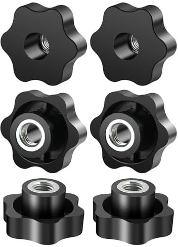 FOMGIIN 6 Pièces Ecrou à PoignéE En éToile M12 50mm DiamèTre Molette ExtéRieur Papillon Vis Moletés Filetage Moleté Bouton De Serrage Pour Machines, Meubles, Appareils De Fitne, Machines-Outils