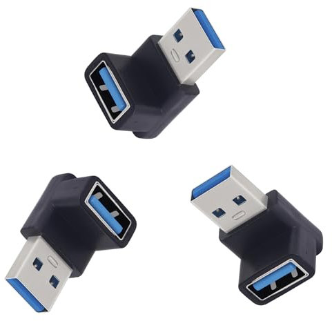 LANMINGLEL 10Gbps USB 3.2 Adapter 90 Grad USB Buchse auf Stecker OTG Adapter Datenübertragung Adapter für Laptop Tablet Phone 3 Pack (Schwarz USB A M/F)