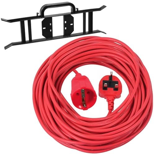 SPARES2GO 20m Mains Power Cable UK 3 Pin Plug compatible with Bosch AdvancedRotak 550 650 750 UniversalRotak Lawnmower + Winder Tidy