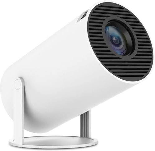 HY300 Mini Projector - 4K UHD Support, Android 11, WiFi6, Bluetooth 5.0, Auto Correction, Rotatable for Phone/Laptop (White)