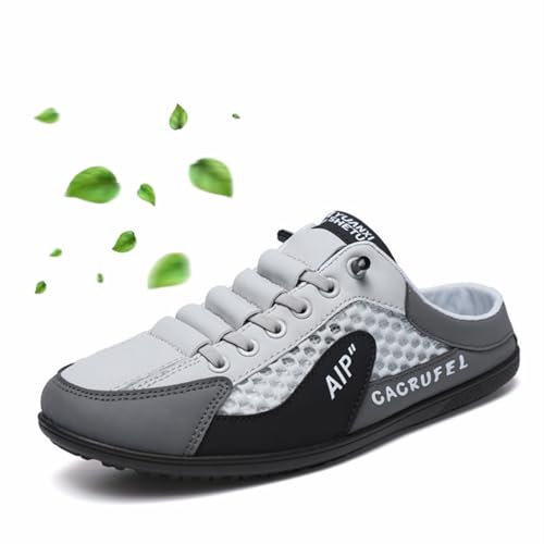 WINDEHAO Baskets dos nu, mules et à enfiler décontractées pour homme, chaussures d'été respirantes et douces, chaussons de sport, chaussures de jardin (gris, 42EU)