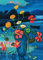 Kunstkarte Gabriele Münter Blumenstillleben vor Landschaft