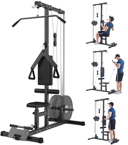 GarveeLife LAT Power Cable Machine,LAT All-in-One Machine with High and Low Pulley Station,LAT Pulldown Machines, Row Cable Machine with Adjustable Leg Support for Home Gym Total Body Training