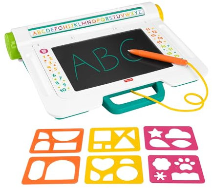 Fisher-Price Tablette Bureau Apprentissage et Dessin pour écrire et dessiner sans se salir avec écran LCD, idéale pour les déplacements des enfants à partir de 3 ans., JDL70