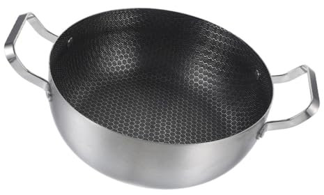 VOSAREA Double Ear Non-Stick Pan Lid Stainless Steel Soup Pot Hot Pot Non Stick Frying Pan Chinese Hotpot