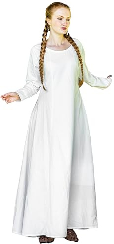 Leonardo Carbone® Damen Kleid Wikinger Unterkleid | Zeitloses Design | Hoher Karneval, Halloween, Cosplay, LARP, Mittelalter, Wikinger | 100% Viskose Natur L