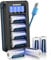 MVMOD CR123A Batterie Ricaricabili 8 Packs, CR123A 3.7V Batterie Al Litio Ricaricabili con Caricatore, CR17345 Batteria per Arlo Camera VMC3030 VMK3200 VMS3330 3430 3530 Torce Microfono