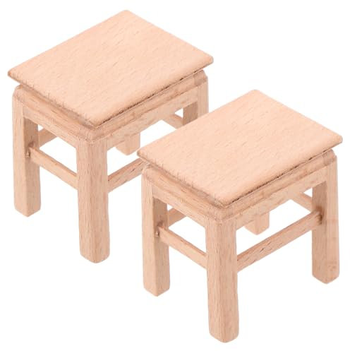 JOINPAYA 2pièces Lot de Tabourets Miniatures Bois pour Maison De Poupée Modèles De Meubles Et Décoration De Poupée Petite Chaise De Maison Miniature