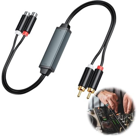 RCA Noise Isolator - Ground Loop Noise Isolator and RCA Audio Hum Eliminator for Car Audio Systems, Home Stereo, Amplifiers, and Speakers - Eliminates Hum and Buzz from Ground Loops