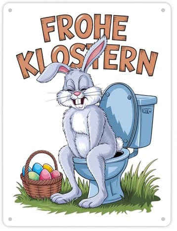 speecheese Metallschild XL in 21x28 cm Frohe KLOstern Osterhase