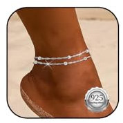 Kenivira Bracelet Cheville Femme Argent 925 Imperméable Réglable Bracelets De Cheville Pour Femme Bijoux De Plage d'Été