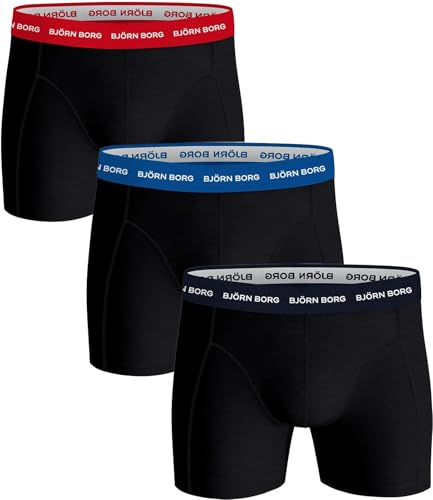 Björn Borg Cotton Stretch Boxershorts 3er-Pack Schwarz 2 - Grösse L - Herren - Bekleidung - Body-fit - Baumwolle -
