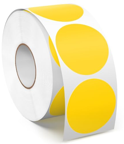 Meitaat 1000 Pieces Gommettes Rondes Jaunes 38 mm Autocollantes Pastilles Adhésives Étiquettes Circulaires en Vinyle et ÉTanche pour Bureau & Entrepôts