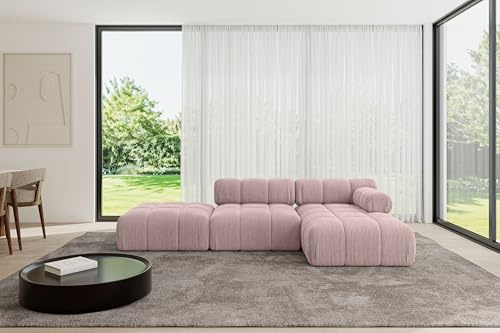 ALTDECOR Modulares Sofa Ecksofa in L-Form Corner modular Sofa Eckcouch Couch Wohnlandschaft Cauchsofa Polstersofa Lizur-L1-285x160x70 cm Rosa