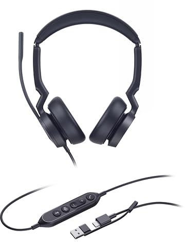 Yealink UH46 Dual USB Wired Headset with USB-C/A Adapter, Teams variant