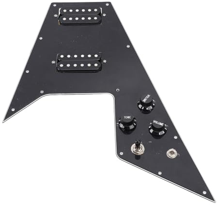 Eujgoov Edelstahl-Schalter vor Verdrahtung Geladener Pickguard Set HH-Pickup-Konfiguration für Fliegende V-Gitarren. Split Coil, Mini Humbucker, Keramikmagnete